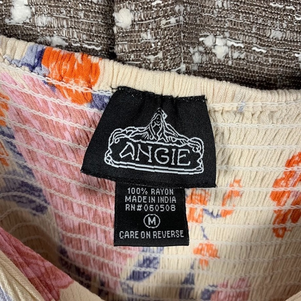 Angie by Anthropologie Twist Front Floral Mini Dress Crochet Boho Women's Medium - Picture 8 of 10